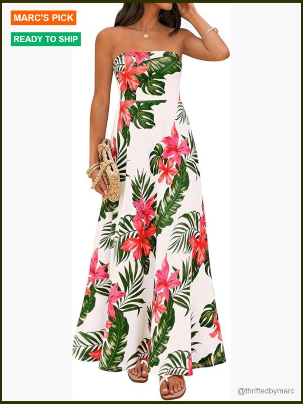 Sleeveless Floral Maxi Dress with Tube Top Flowy Long Beach Vacation Summer 2026